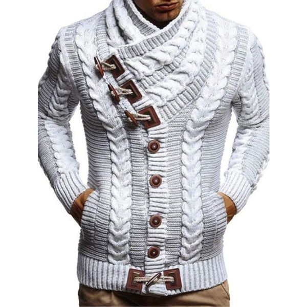 

men's sweaters england style sweater spring autumn the fashion loose simple elastic designer horn button turtleneck cardigan long sleev, White;black