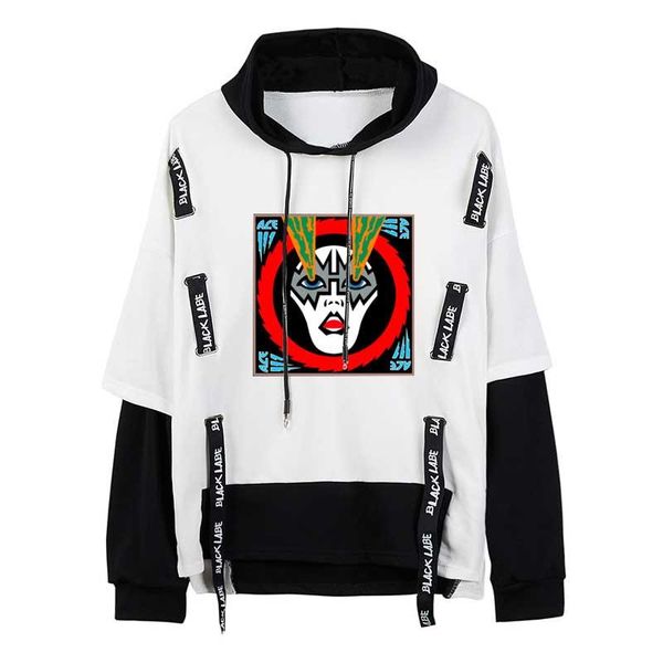 

men's hoodies & sweatshirts spring ace frehley spaceman ribbon casual pullovers hip hop sports hooded homme clothing, Black