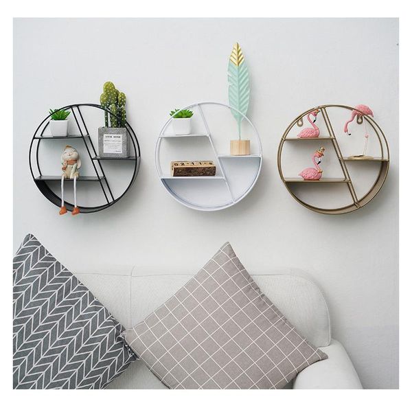 

other home decor geometric shelves nordic style creative wall decoration metal shelf round shape suitable for living room and bedroom