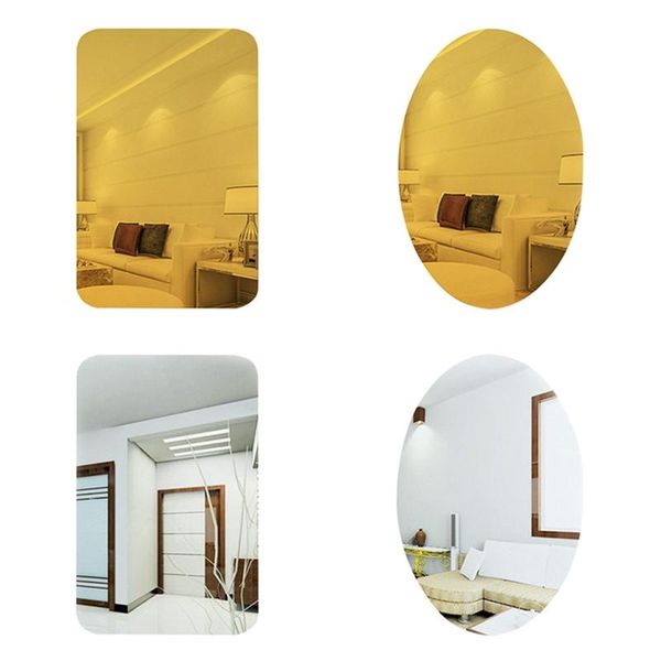 Adesivos de parede vestir espelho adesivo oval auto adesivo decoração de decoração vara na arte