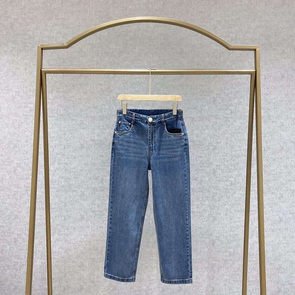 

autumn women's fashion pearl high waist loose leg capris, Blue