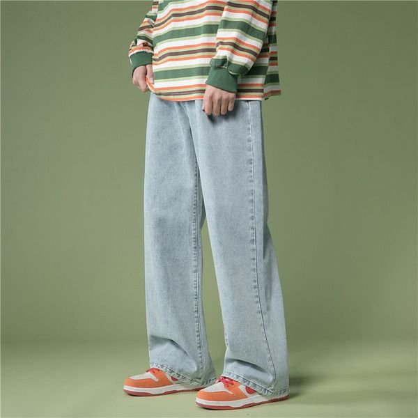 

Cotton Wide-leg Jeans Mens Fashion Casual Retro Harajuku Jeans Men Streetwear Loose Hip-hop Straight-leg Denim Trousers Mens, Black