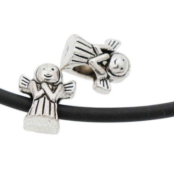 

alloy praying angel loose beads for girls bracelets jewelry 11x13x8.5 mm tibetan silver big hole beads fit european charm neckalce l1327 98p, Black