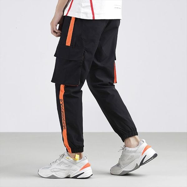 

zazomde man streetwear arrivals lattice women pants joggers hip hop trousers men high fashion casual quality cargo, Black