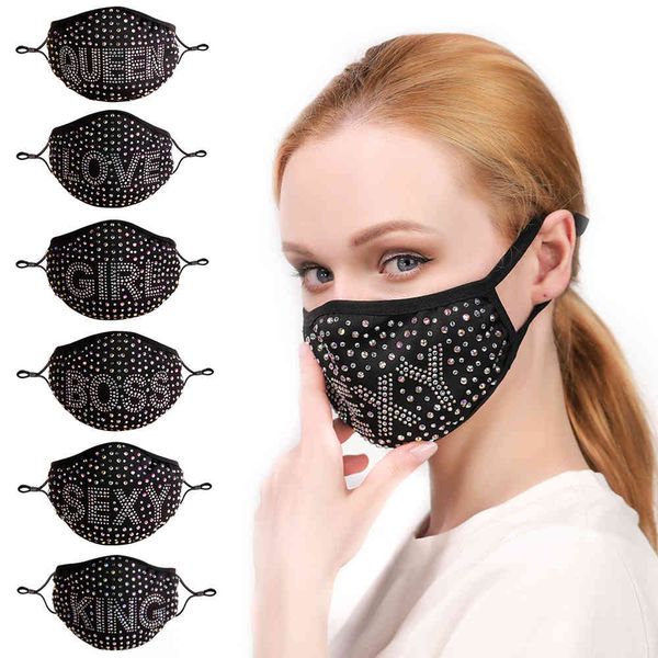 

letter drill mask filter black star washed cotton with drill mask