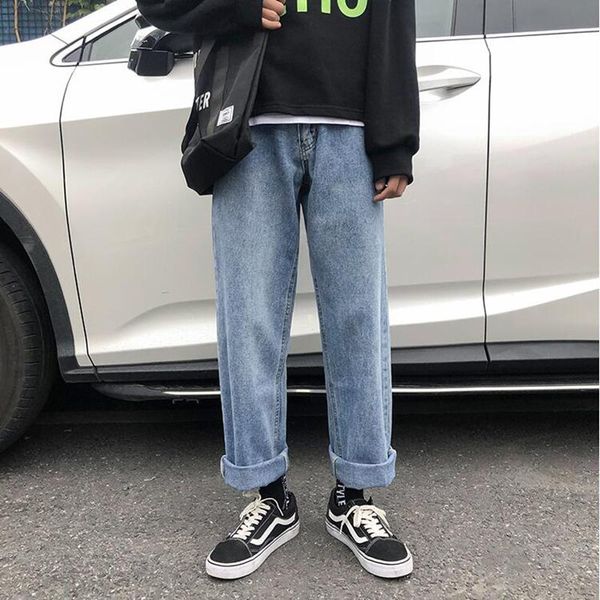 

men's jeans logo youth loose straight leg are for spring and autumn, Blue