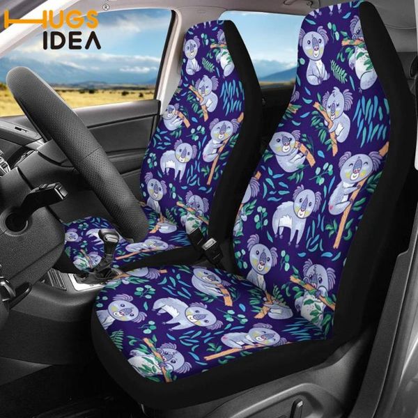 

chair covers hugsidea printing cute koala car seat protector cover 2pcs blue auto supplies luxury suv place dustproof/anti-dirty case