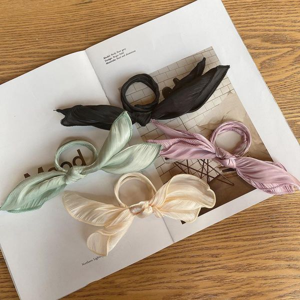 

korean satin ball head hair device for women girls simple net red lazy braided style artifact accessories, Slivery;white