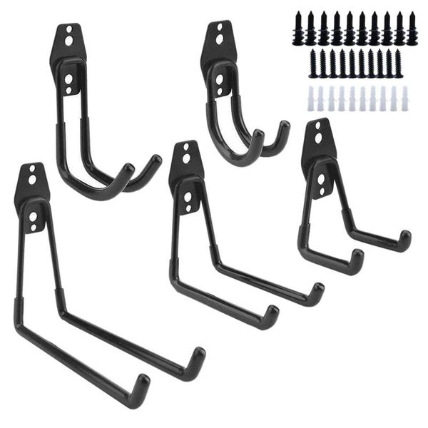 

pack utility hooks wall mount tool holder u-hooks for home garage storage organizer garden tools black & rails