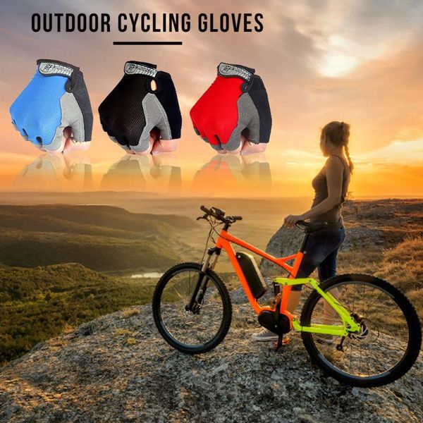 

cycling gloves half finger sport bike breathable anti- sports bicycle riding for men women, Black