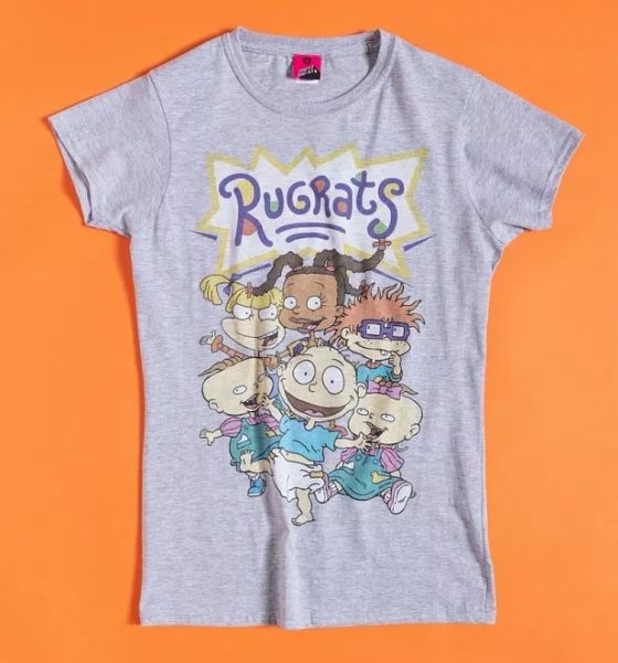 

official women's nickelodeon rugrats grey marl fitted t-shirt, White;black