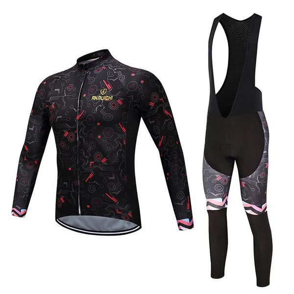 

racing sets men long sleeve bicycle cycling quick dry digital printing 3d padding cushion sport jerseys customized/wholesale service, Black;blue