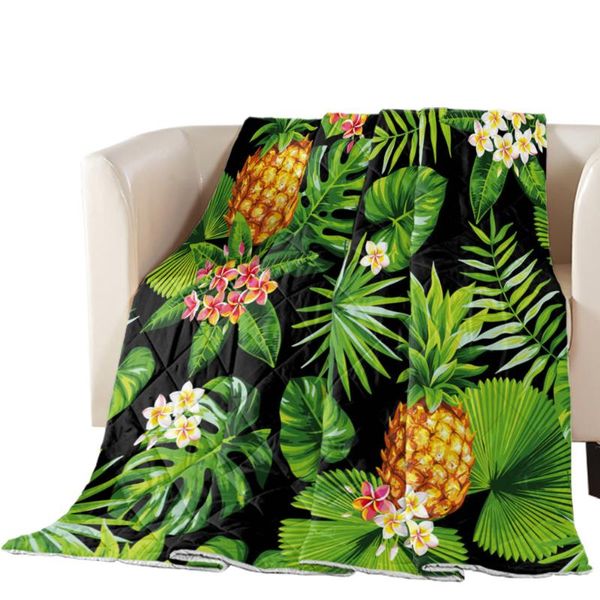 

comforters & sets pineapple green leaves flowers plant print summer quilt polyester air-conditioning comforter soft blanket bedspread bed co
