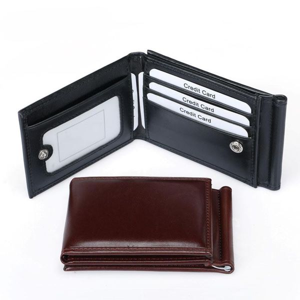 

card holders trifold leather holder vintage men wallets thin wallet coin pocket purse pu for women, Brown;gray