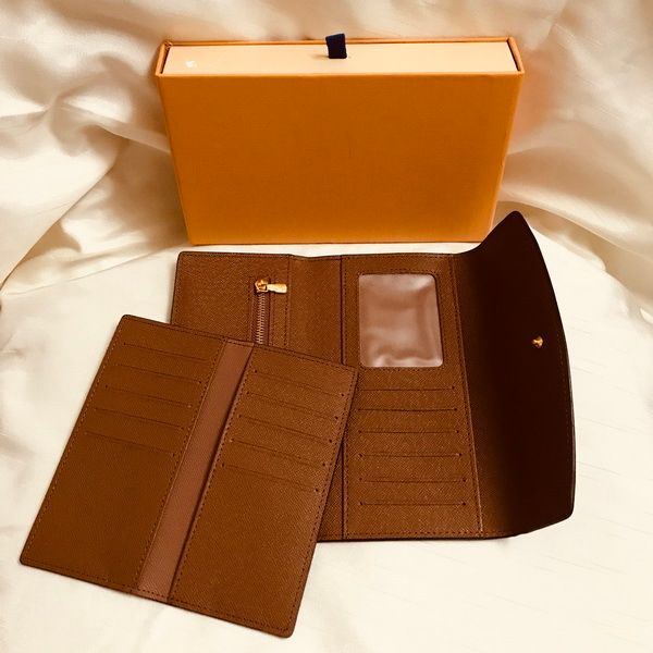 

luxury brand french designer women's long checkbook purse credit card p holder purse brown monochrome gram leather, Red;black