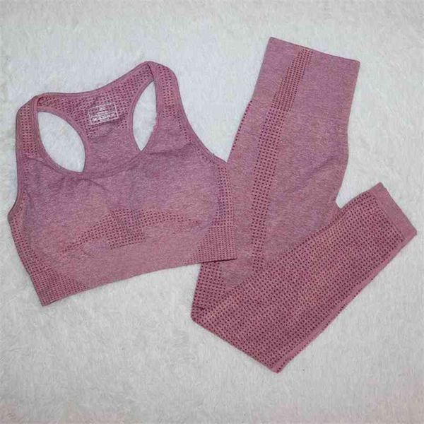 

women seamless yoga set 2 pcs fitness sports suits gym cloth yoga bra+high waist leggings workout clothing 210802, Gray