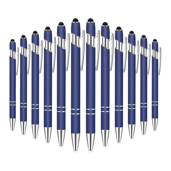 

ballpoint pens 12 pieces pen with stylus tip, 1.0 mm black ink metal for contact screens,, Blue;orange