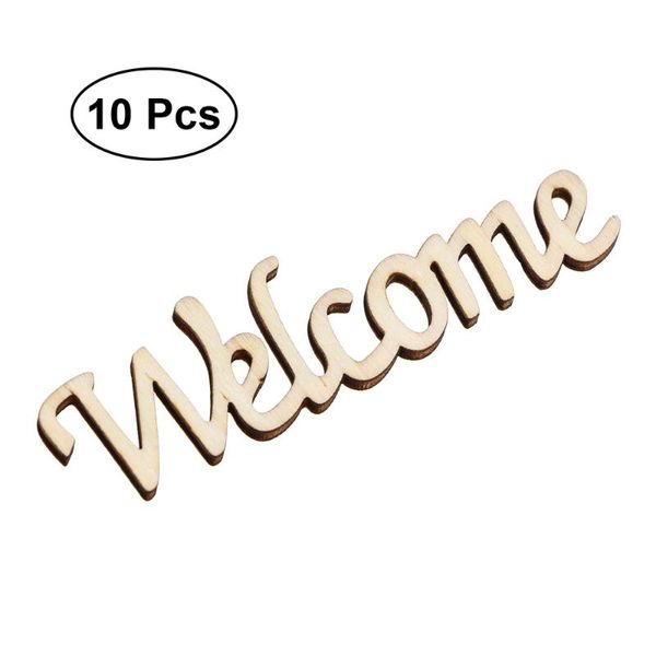 

party decoration welcome printed words wooden hanging wall door hangtag decorative sign(11x3x0.2cm)