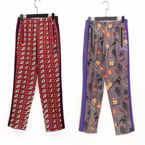 

men's pants awge needles men women 1:1 butterfly embroidery ribbon sweatpants digital printing trousers, Black