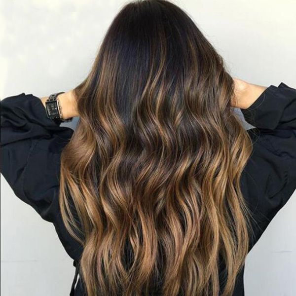 

lace wigs 150 density front human hair brazilian 13*6 1b/27 pre-plucked ombre with baby full, Black;brown