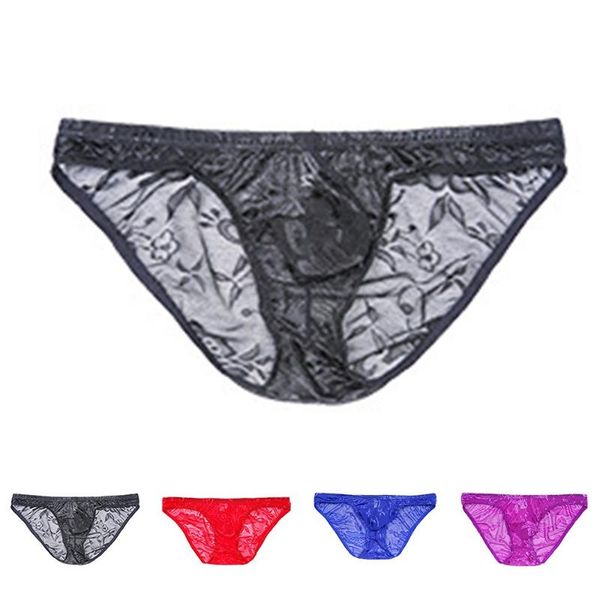 

underpants men high-cut lace thong low-waist underwear breathable erotic lingerie panties cock pouch gay briefs gays sissy, Black;white