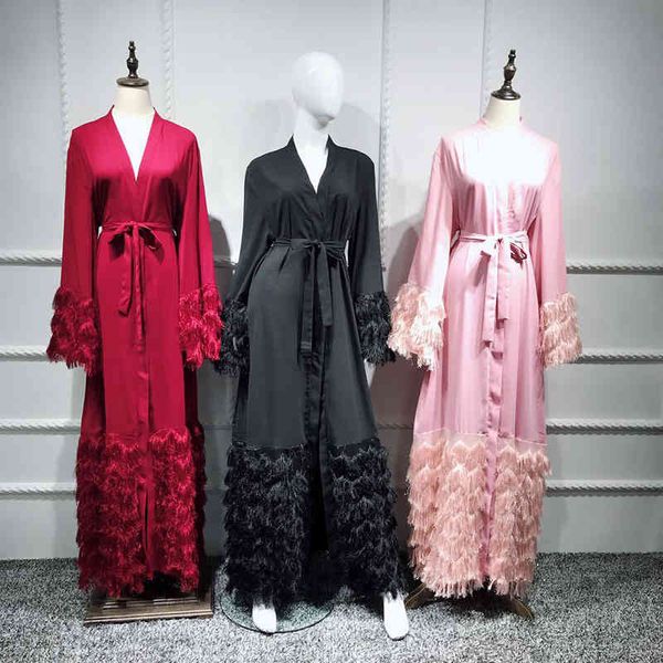 

tassel kaftan dubai abaya kimono robe muslim hijab dress abayas for women caftan marocain qatar turkish elbise islamic clothing, Red