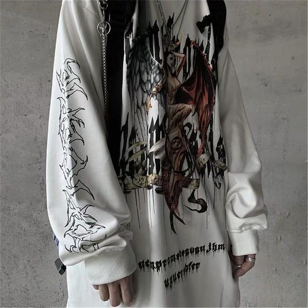 

men's hoodies & sweatshirts thin cool dragon o-neck boys summer japan hip hop casual streetwear males spring high street gothic, Black
