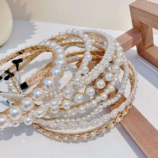 

hair accessories [xwen] 2021 pearl chain simple women hairpin girls hairband french haircut bundle headband fashion oh168809