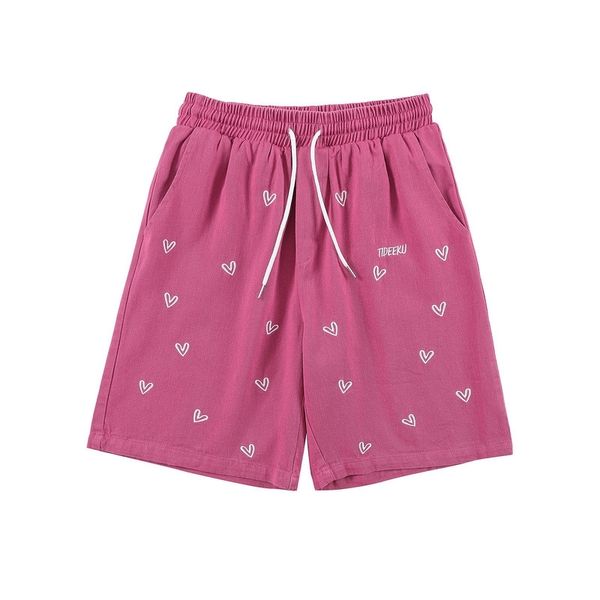 

2021 summer new gaojiechao brand love embroidery loose beach pants, Black