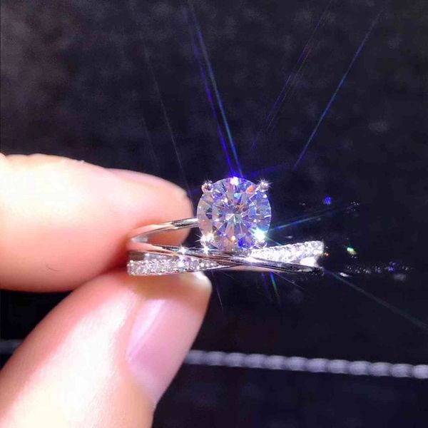 

poetry of jew store round silver 1ct d vvs luxury moissanite weding ring for women, Slivery;golden