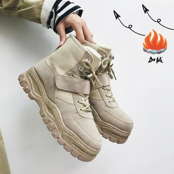 

boots men 2021 winter men's cotton shoes warm snow thick bottom increased z174, Black