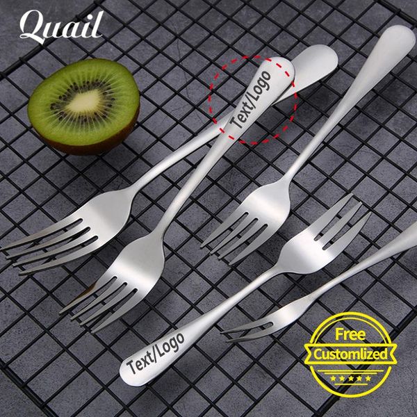 

100pcs customized stainless fruit forks western style muti-functional main dinner fork cutlery dishes dinnerware