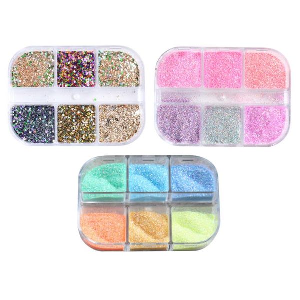 

nail glitter 3 boxes fingernail decorative powder manicures diy, Silver;gold