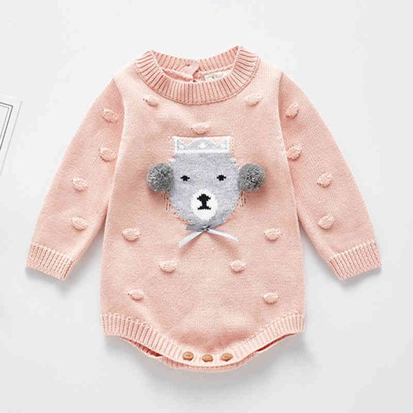 

autumn winter baby girl rompers long sleeves little bear born knit 210429, Blue