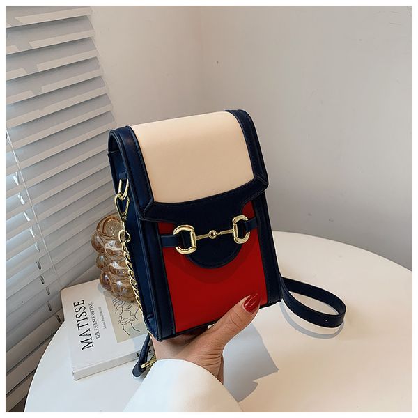 

designer bags color blocking vertical chain mobile phone 2021 new fashion one shoulder small square foreign style messenger bag q596