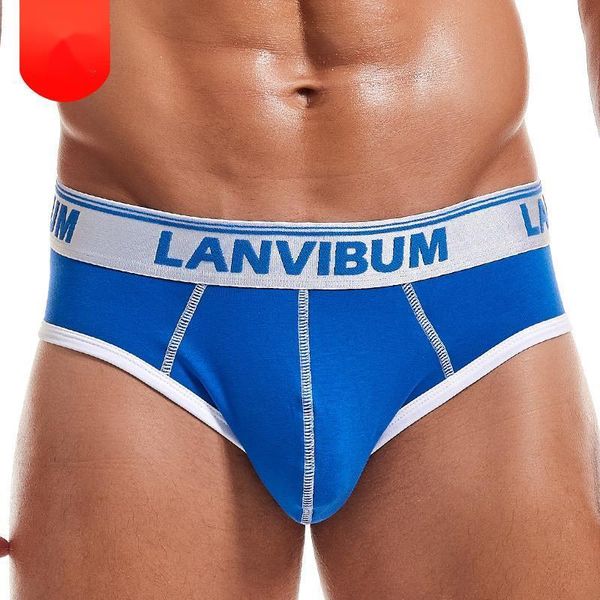

underpants men's medium waist cotton comfortable underwear convex large contrast color men briefs man pants, Black;white