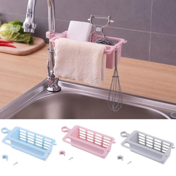 

hooks & rails kitchen sink basket caddy faucet rack soap sponge holder storage drainer multifunctional bathroom sundries organizer