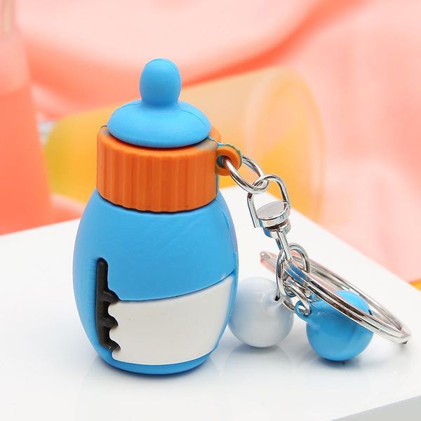 

keychains mini milk bottle pendant accessories baby feeding furry keychain, Silver