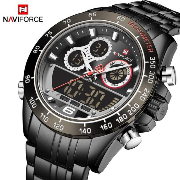 

wristwatches naviforce men sports quartz watches digital military army watch waterproof relogio masculino, Slivery;brown