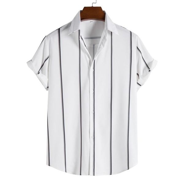

men's casual shirts 2021 verÃ£o camisa de manga curta masculina listrado tamanho europeu eua xs-xl, White;black
