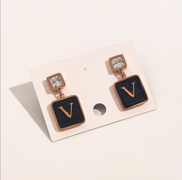 

fashion brand desigenr double letter steels seal stud earrings luxury 14k gold plated earring women geometric stainless steel bowknot diamon, Golden;silver