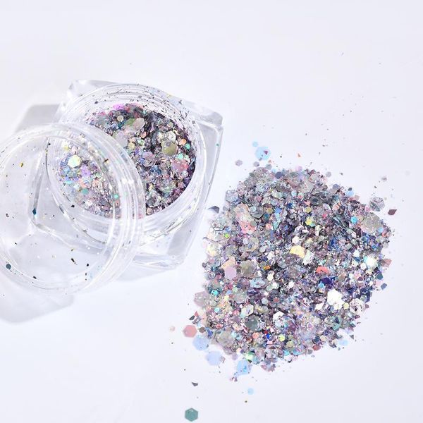 

3g mix color chunky nail glitter accessories powder sequins design diy decoration art dust1, Silver;gold
