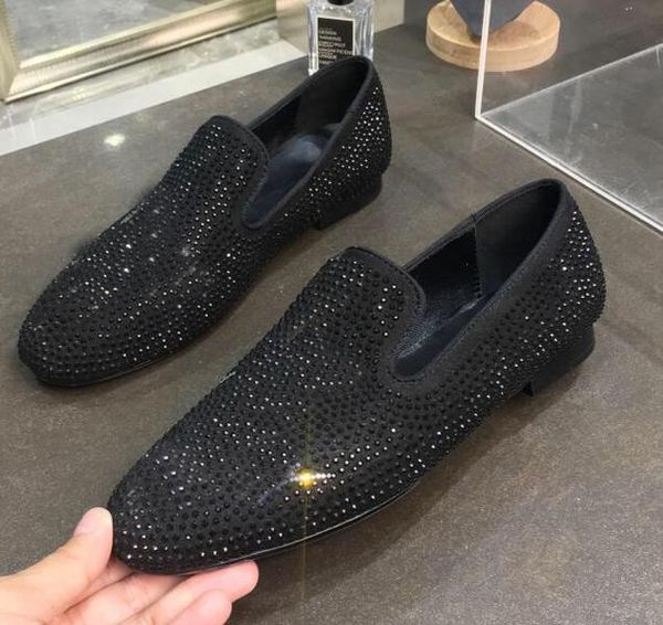 

giusepppe casual shoes men baby real leather sneakers shoes chaussures de designer loafers martin frankie the crocodile grain diamond a2, Black
