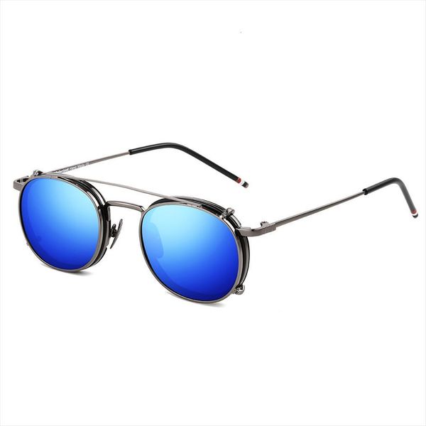 

steampunk style lens removable polarized sunglasses clip on vintage round metal eyewear sun glasses oculos de sol 2776, White;black