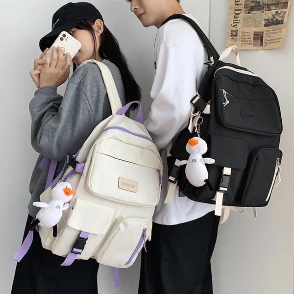 

fashion female bookbag canvas women backpack for teenagers girl college men black school bag student schoolbag mochila bags