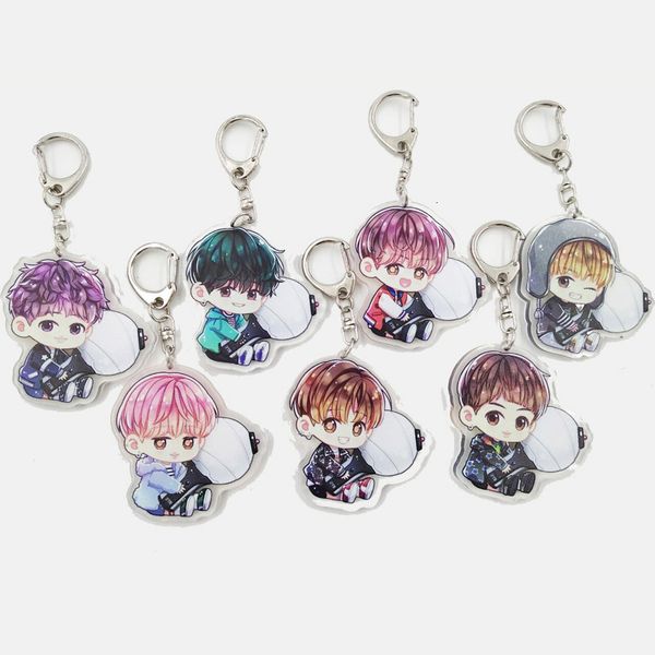 

cartoon keychain 2021 korea new bts-765 silicone men women fashion portrait accessories mobile phone bag pendants car gifts, Silver