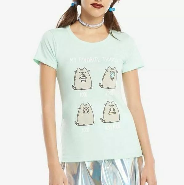 

pusheen the cat pusheen favorite things girls t-shirt nwt licensed & official, White;black
