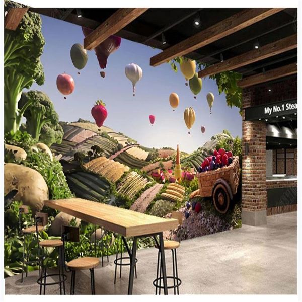 

wallpapers 3d vegetable rural life fresh restaurant supermarket shop tooling background wall