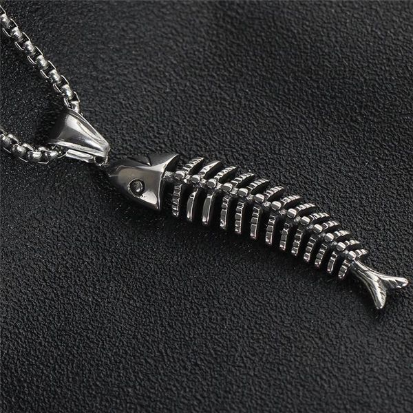 

pendant necklaces 2021 jewelry wholesale crystal from swarovskis trendy fishbone stainless steel necklace fit men, Silver