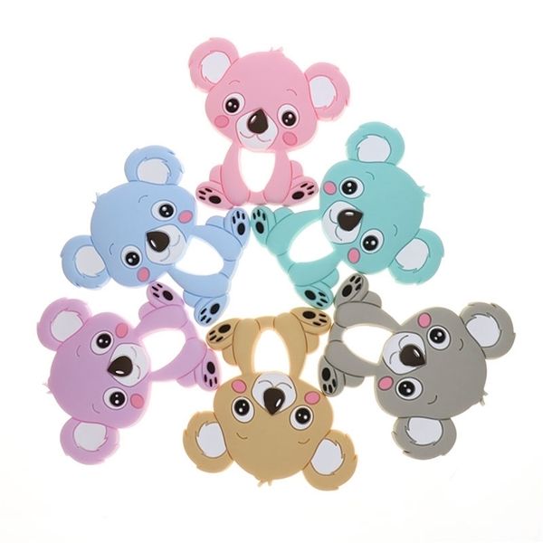 Atacado 10 pc Koala Silicone Bebê Teether Animal Bear BPA Livre Rentado Colar Colar Acessórios Pingente DIY DIY Presente de Natal 211106